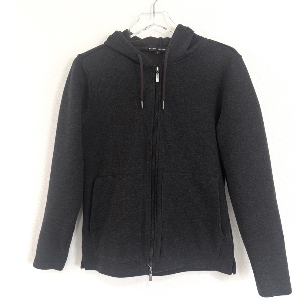 Robert Barakett Men's Carter Mixed Knit Zip-Up Hoodie in Black